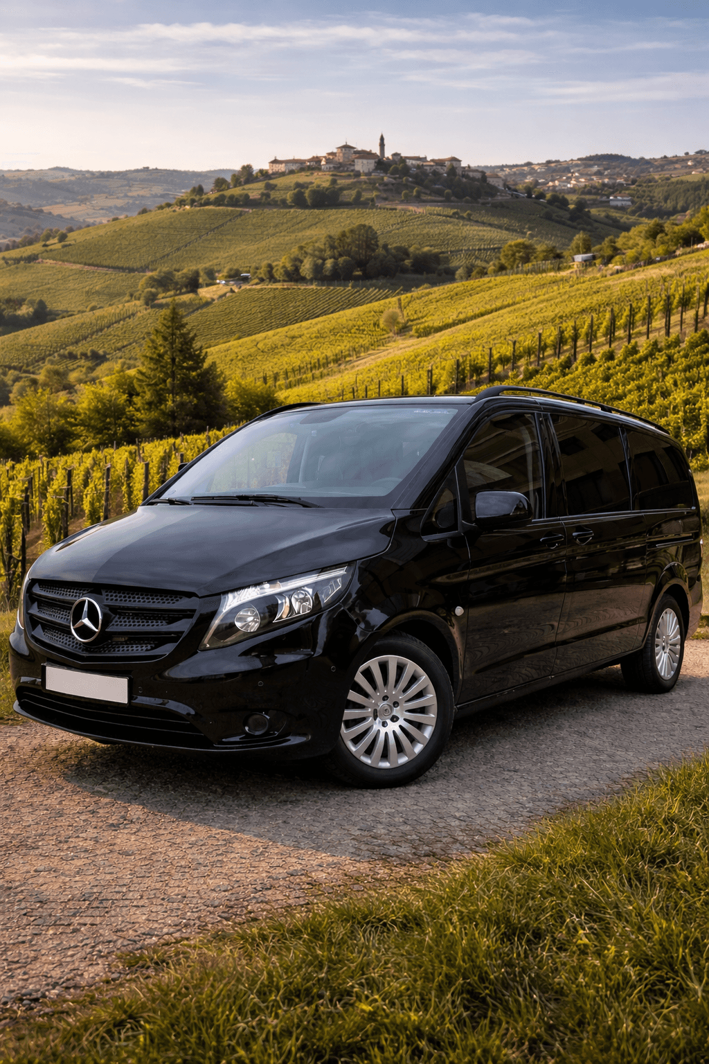 Mercedes Vito di NCC Transfer Turin nelle colline delle Langhe